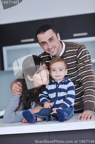 Image of happy young family have fun  at home