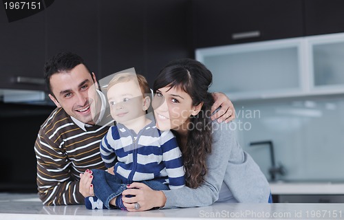 Image of happy young family have fun  at home