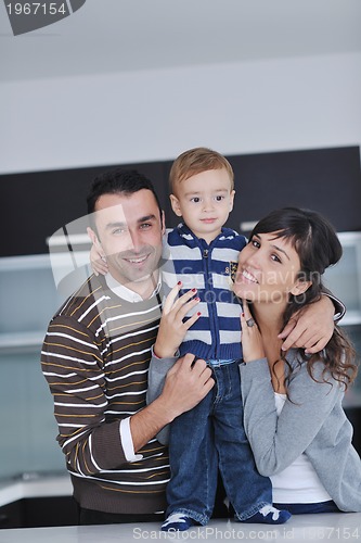 Image of happy young family have fun  at home