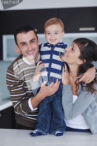 Image of happy young family have fun  at home