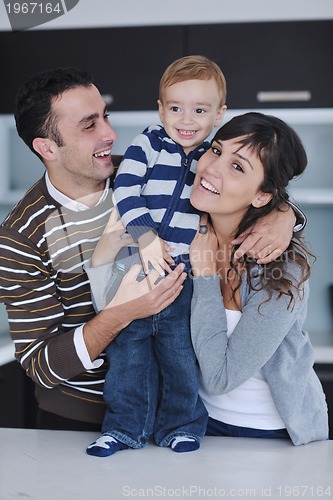 Image of happy young family have fun  at home