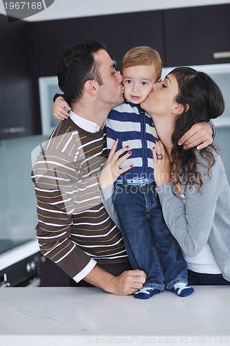 Image of happy young family have fun  at home