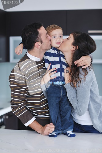 Image of happy young family have fun  at home