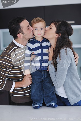 Image of happy young family have fun  at home