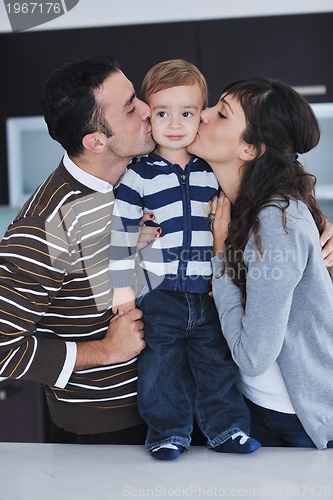 Image of happy young family have fun  at home