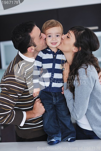 Image of happy young family have fun  at home