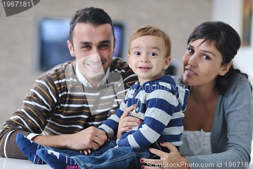 Image of happy young family have fun  at home