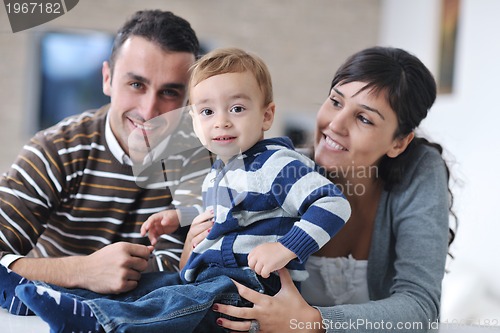 Image of happy young family have fun  at home