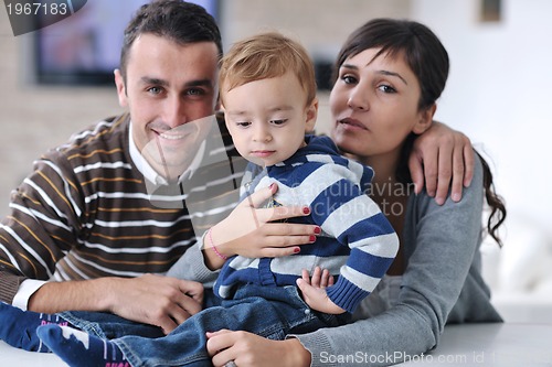 Image of happy young family have fun  at home