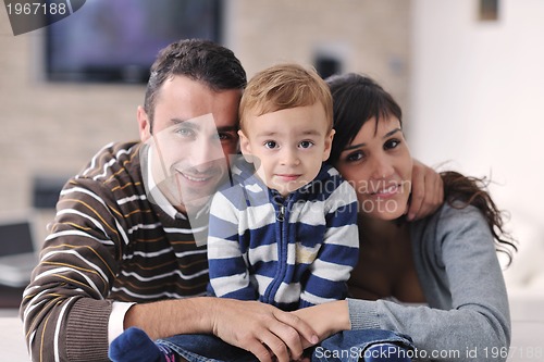 Image of happy young family have fun  at home