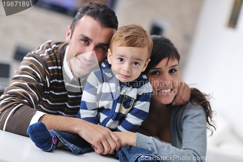 Image of happy young family have fun  at home
