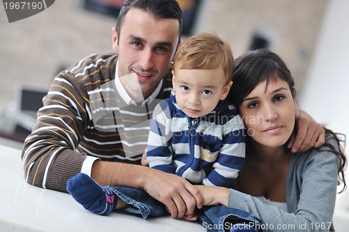 Image of happy young family have fun  at home
