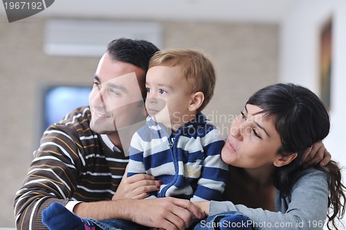 Image of happy young family have fun  at home