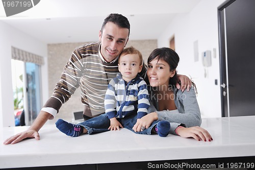 Image of happy young family have fun  at home