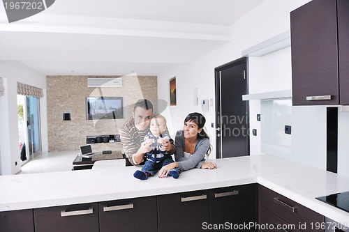 Image of happy young family have fun  at home