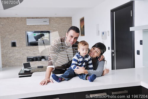 Image of happy young family have fun  at home