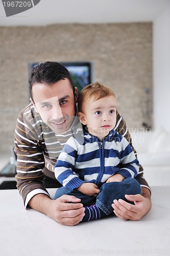 Image of happy young family have fun  at home