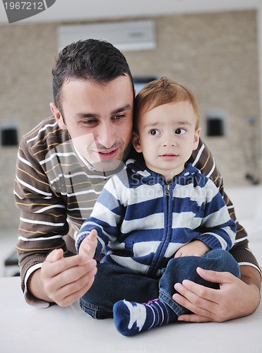 Image of happy young family have fun  at home