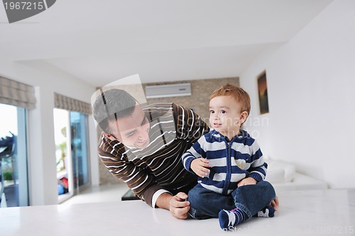 Image of happy young family have fun  at home