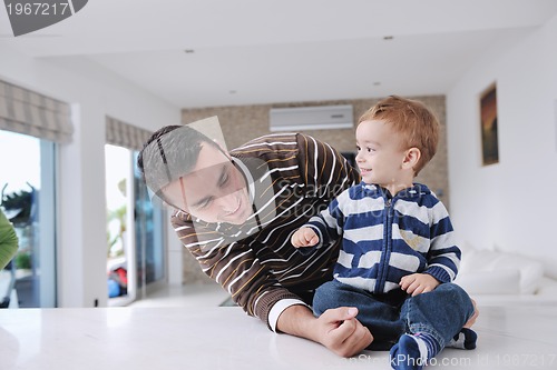 Image of happy young family have fun  at home