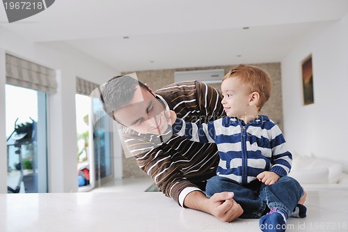 Image of happy young family have fun  at home