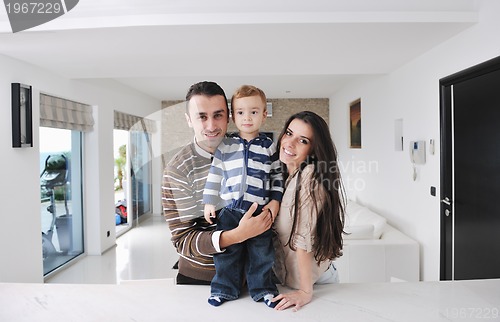 Image of happy young family have fun  at home