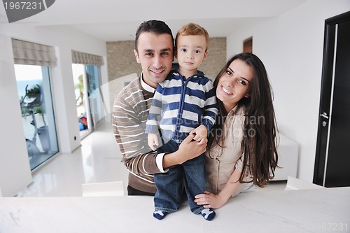 Image of happy young family have fun  at home