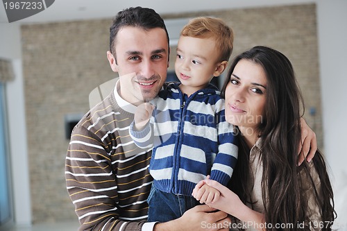 Image of happy young family have fun  at home