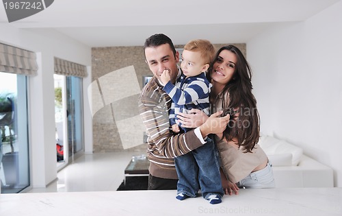 Image of happy young family have fun  at home