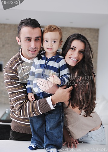 Image of happy young family have fun  at home