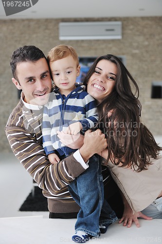 Image of happy young family have fun  at home