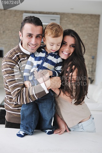 Image of happy young family have fun  at home