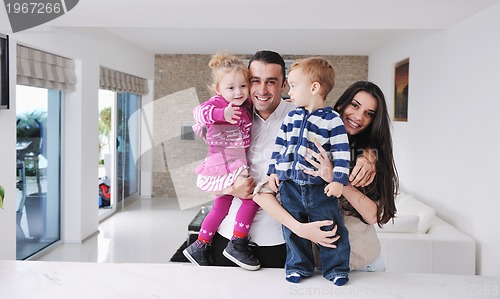 Image of happy young family have fun  at home