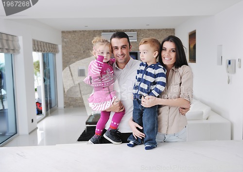 Image of happy young family have fun  at home