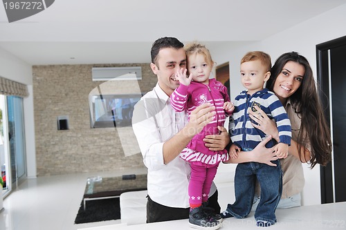 Image of happy young family have fun  at home