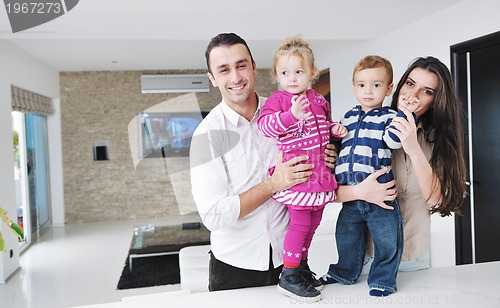 Image of happy young family have fun  at home