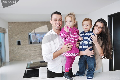 Image of happy young family have fun  at home