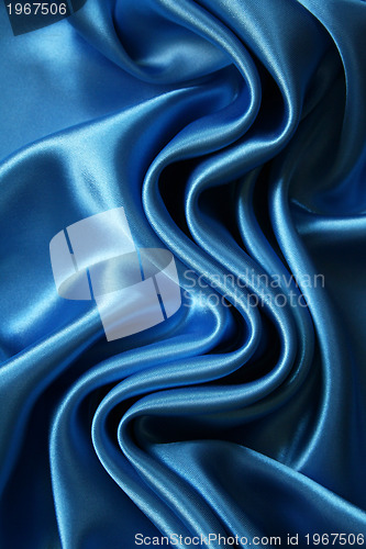 Image of Smooth elegant dark blue silk can use as background 