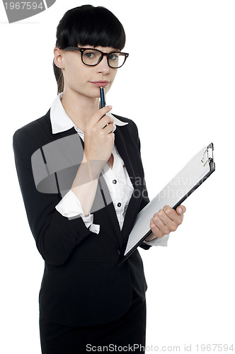 Image of Thoughtful young business professional lady