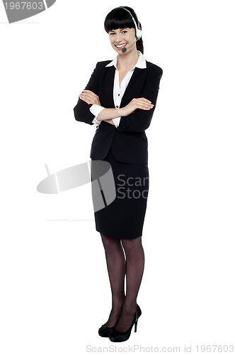 Image of Customer service operator woman with headset