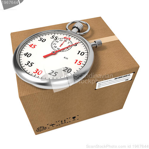 Image of Stopwatch Over a Carton Boxes.