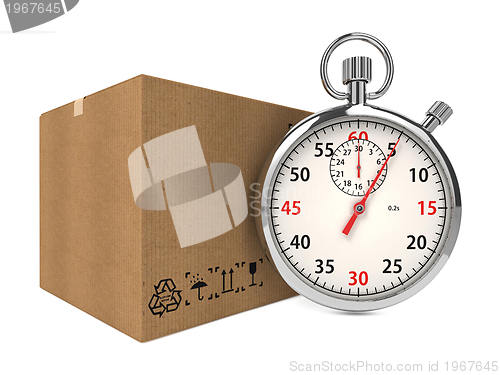 Image of Stopwatch Over a Carton Boxes.