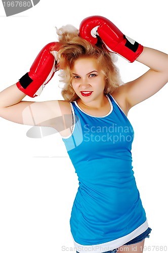 Image of Pretty girl with boxing gloves