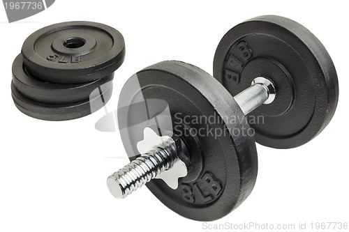 Image of dumbbell and plates