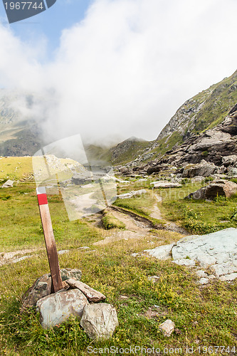 Image of Path sign on Italian Alps