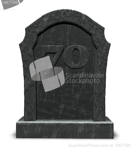 Image of number seventy on gravestone