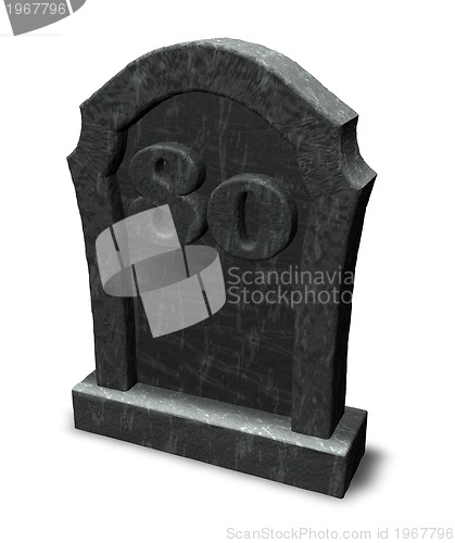 Image of number eighty on gravestone