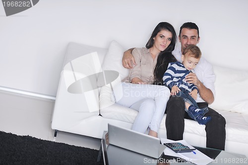 Image of happy young family have fun  at home
