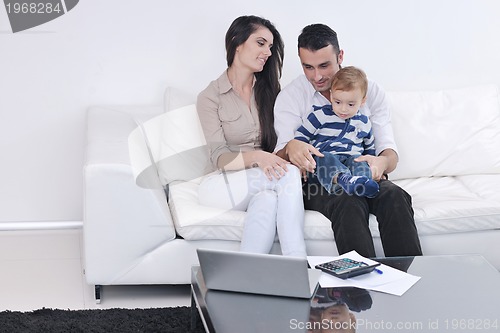 Image of happy young family have fun  at home