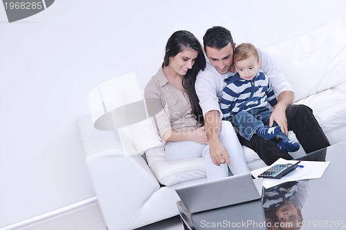 Image of happy young family have fun  at home